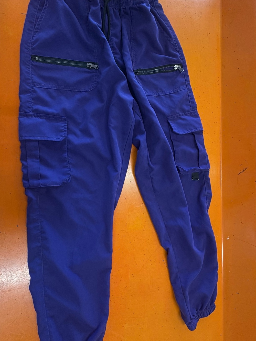 Men's Cargo Jogger Pants in Deep Blue/Purple - Elastic Waist